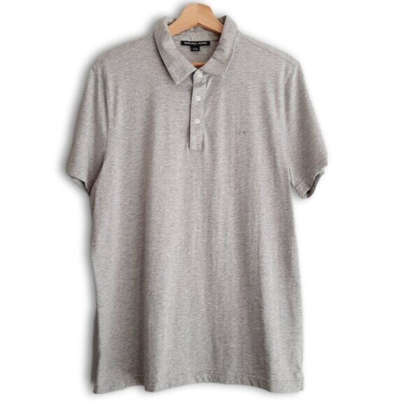 MICHAEL KORS | Classic 1/4 Button Short Sleeve Polo Top Soft Tee Gray Men's Sz L - Picture 1 of 12